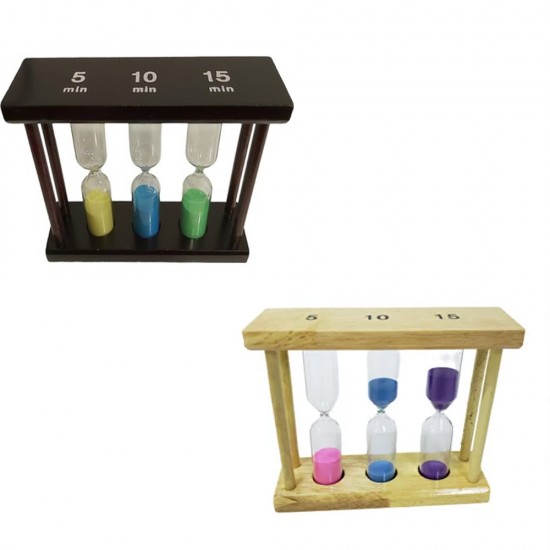 Toptan 3'lü Ahşap 5-10-15 Dk Kum Saati