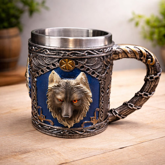 Toptan 3D Boyutlu Kurt Kafası Tasarımlı Kupa Bardak