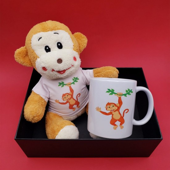 Toptan Peluş Maymun ve Kupa Bardak Seti Toptan Peluş Maymun ve Kupa Bardak Seti