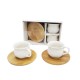 Toptan Bambu Tabaklı Porselen 2'li Kahve Takımı Toptan Bambu Tabaklı Porselen 2'li Kahve Takımı
