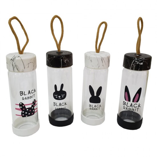Toptan Black Rabbit Tasarım Cam Matara Toptan Black Rabbit Tasarım Cam Matara
