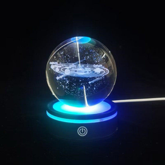 Toptan Gezegenler Tasarımlı Renk Değiştiren Dönen Cam Küre