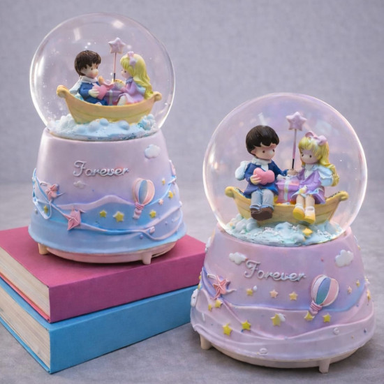 Toptan Forever Yazılı Romantik Çift Figürlü Işıklı Büyük Kar Küresi
