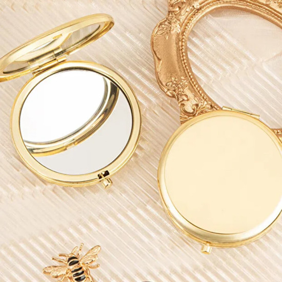 Toptan Gold Kapaklı Makyaj Cep Aynası