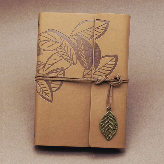 Toptan Siyah Yapraklı Deri Defter Ve Kalem Seti