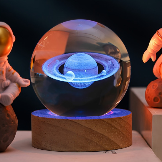 Toptan Renk Değiştiren Satürn Gezegen Cam Küre