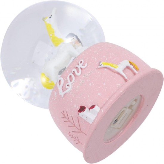 Toptan Mini Işıklı Sevimli Atlı Kız Kar Küresi