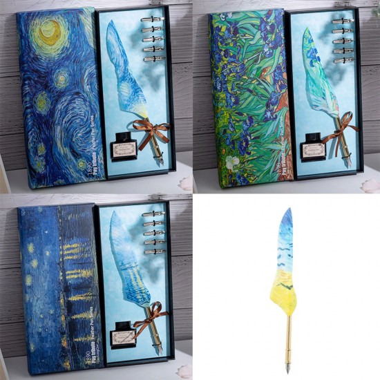 Toptan Vang Gogh Temalı Tüylü Divit Kalem Seti