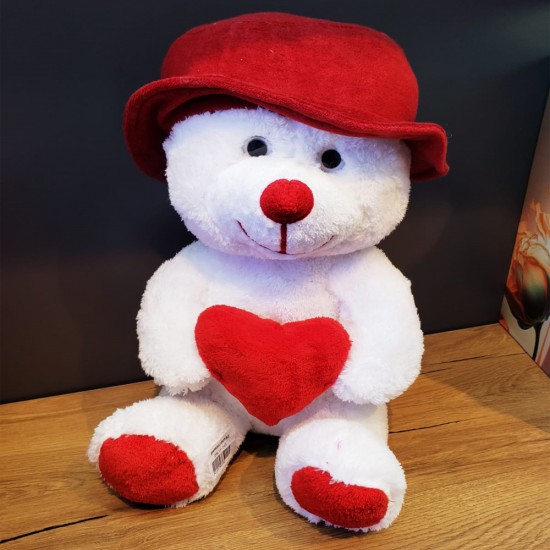 Toptan Şapkalı Beyaz Peluş Ayı Toptan Şapkalı Beyaz Peluş Ayı